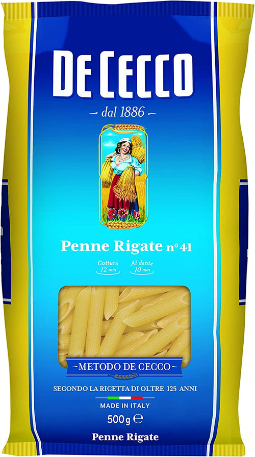 De Cecco Penne Rigate Pasta di Semola, 500 g, Confezione da 24